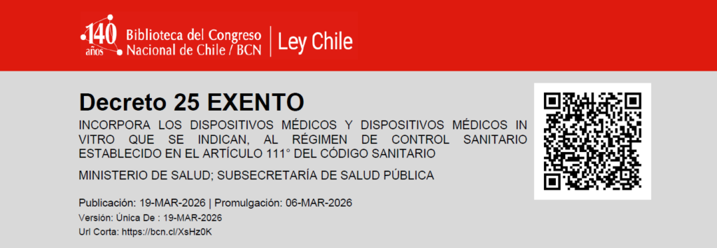 Infografía sobre el impacto del Decreto 25 Exento en empresas de dispositivos médicos en Chile y certificación ISO 13485